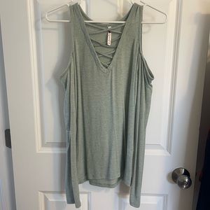 Sage green women’s cold shoulder top